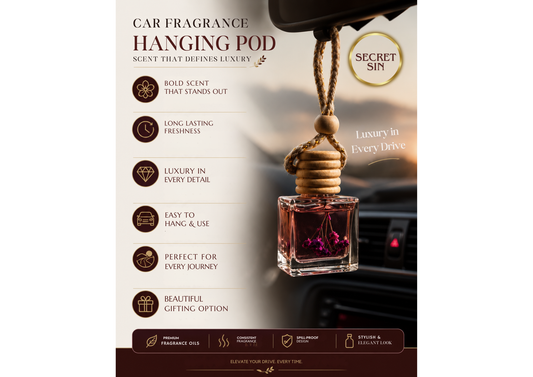 Secret Sin Diffuser | Luxury Car Fragrance Hanging pod with Natural Oils | Premium Car Accessory (10 ml)