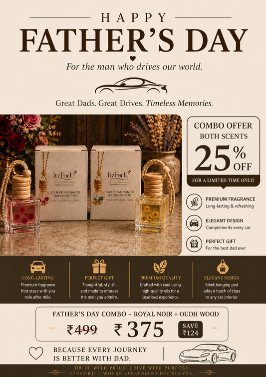 Father’s Day Special - Royal Noir and Oudh Wood. Hanging Car Fragrance