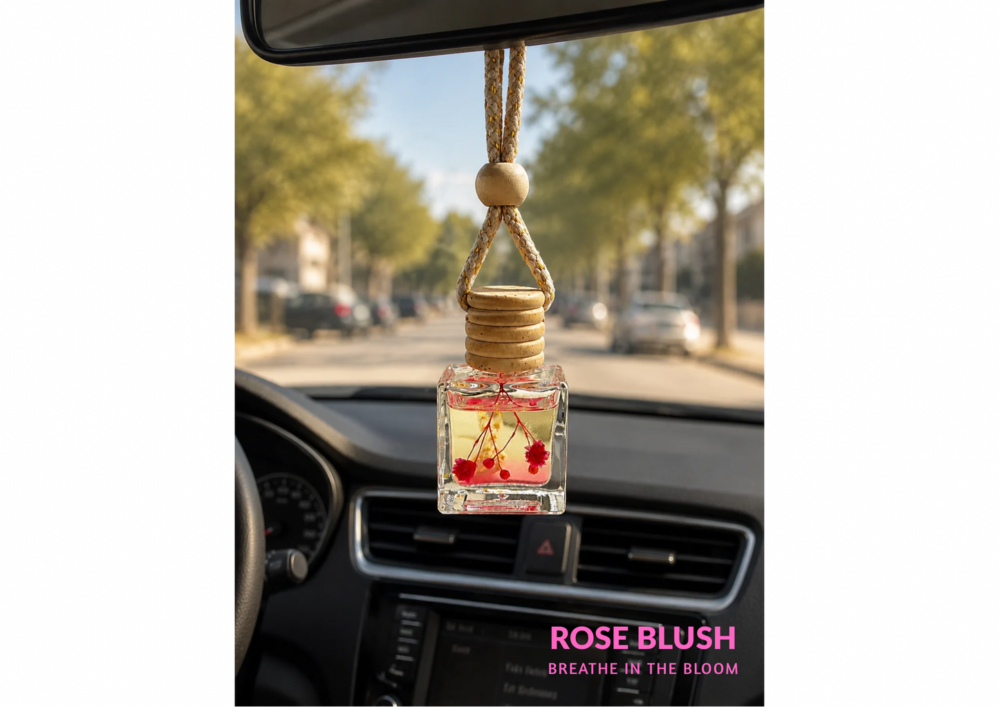Rose Blush  | Luxury Car Fragrance Hanging pod with Natural Oils | Premium Car Accessory (10 ml)