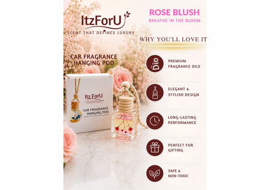Rose Blush  | Luxury Car Fragrance Hanging pod with Natural Oils | Premium Car Accessory (10 ml)