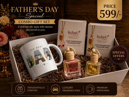 Father’s Day Special - Customised Cup | Royal Noir and Oudh Wood | Hanging Car Fragrance.