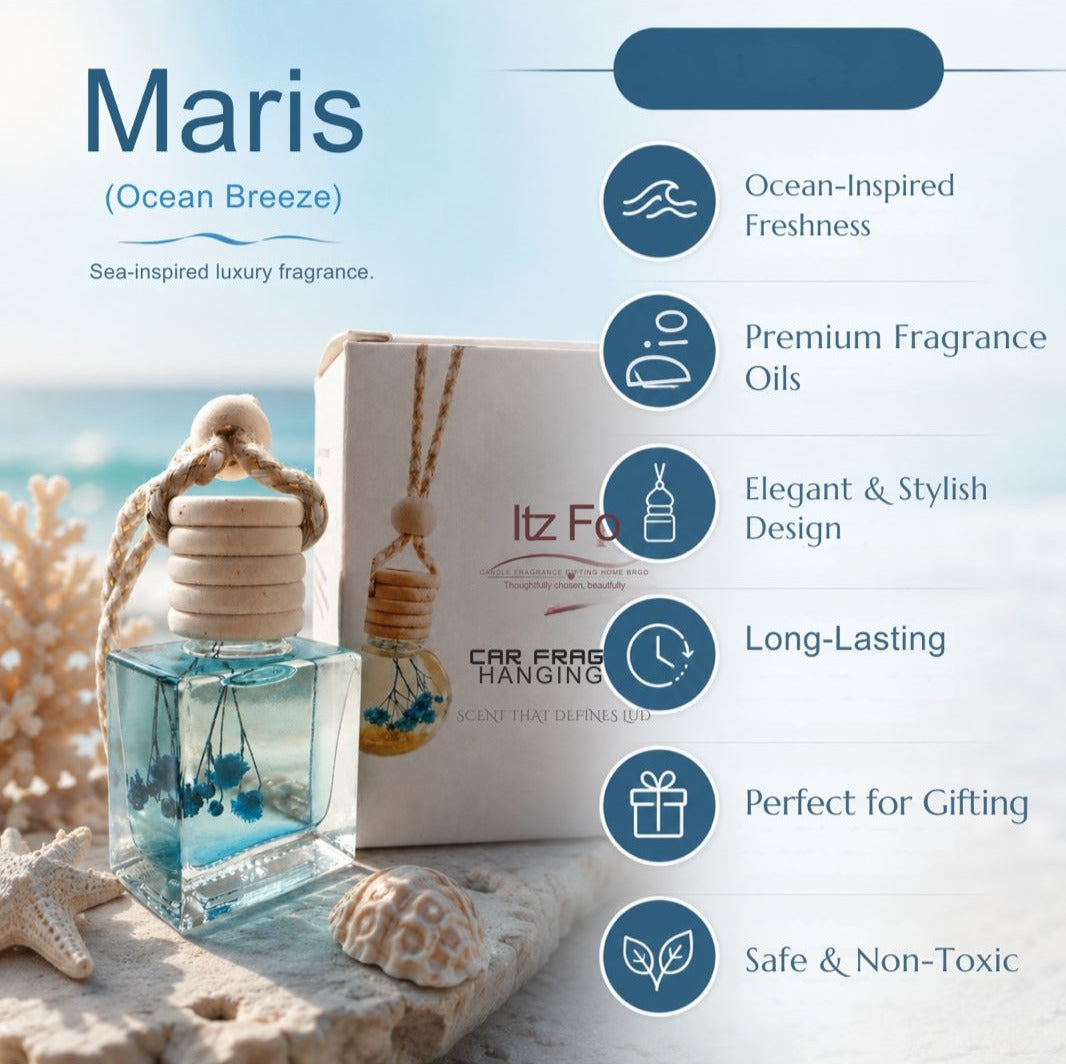 Maris Ocean Breeze  | Luxury Car Fragrance Hanging pod with Natural Oils | Premium Car Accessory (10 ml)