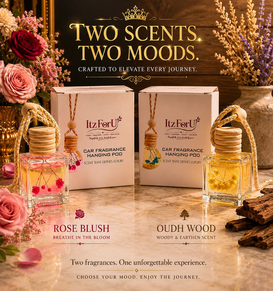 Pack of 2 . Hanging Car Fragrance . Rose Blush and Oudh