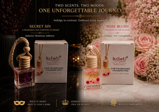 Pack of 3. Hanging Car Fragrance. Secret Sin, Royal Noir and Rose Blush