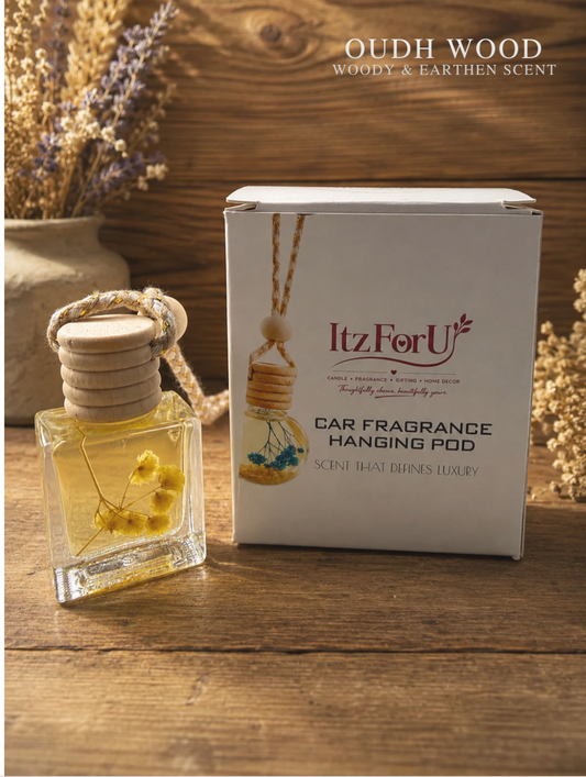 Oudh Wood | Luxury Car Fragrance Hanging pod with Natural Oils | Premium Car Accessory (10 ml)