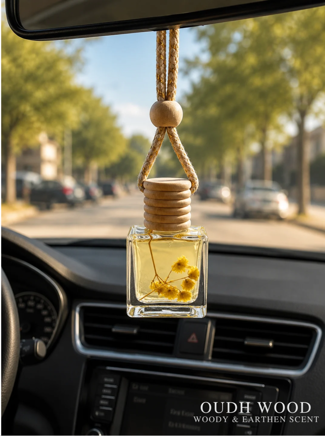 Oudh Wood | Luxury Car Fragrance Hanging pod with Natural Oils | Premium Car Accessory (10 ml)